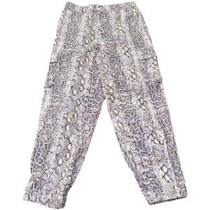 Forever 21 Women L Snakeskin Cargo Jogger Pants 100% Cotton Denim Y2K Streetwear